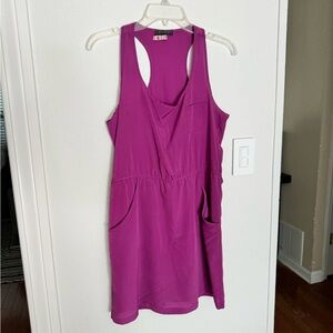 Glam fuchsia racerback dress with pockets, Medium